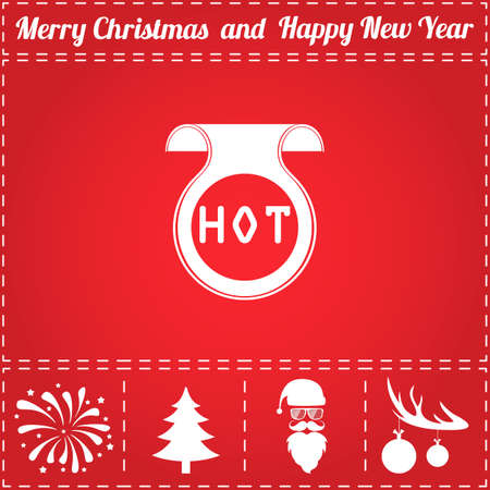 Hot Icon Vector. And bonus symbol for New Year - Santa Claus, Christmas Tree, Firework, Balls on deer antlersのイラスト素材