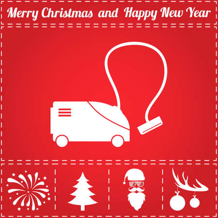 Vacuum cleaner Icon Vector. And bonus symbol for New Year - Santa Claus, Christmas Tree, Firework, Balls on deer antlersのイラスト素材