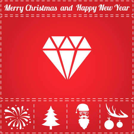 Diamond Icon Vector. And bonus symbol for New Year - Santa Claus, Christmas Tree, Firework, Balls on deer antlersのイラスト素材