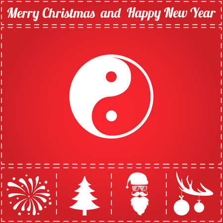 Ying yang Icon Vector. And bonus symbol for New Year - Santa Claus, Christmas Tree, Firework, Balls on deer antlersのイラスト素材