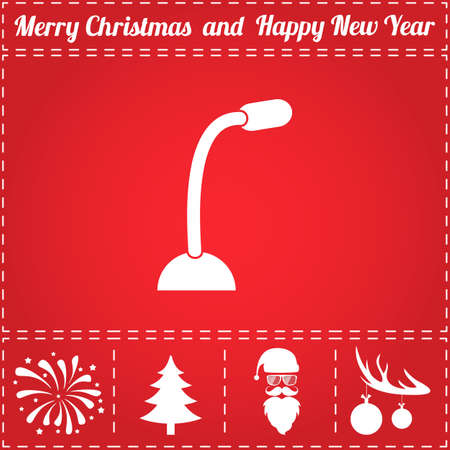 Microphone Icon Vector. And bonus symbol for New Year - Santa Claus, Christmas Tree, Firework, Balls on deer antlersのイラスト素材