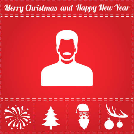 Mustache Icon Vector. And bonus symbol for New Year - Santa Claus, Christmas Tree, Firework, Balls on deer antlersのイラスト素材