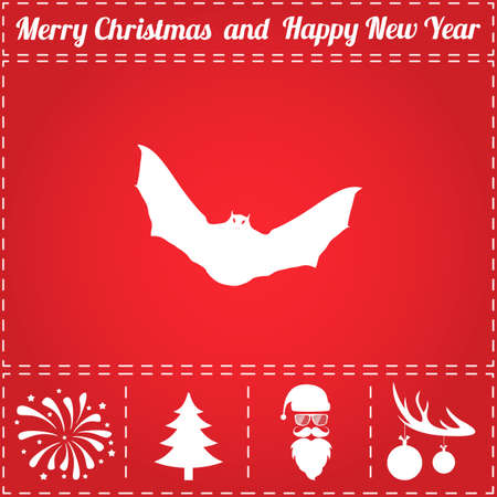 Bat Icon Vector. And bonus symbol for New Year - Santa Claus, Christmas Tree, Firework, Balls on deer antlersのイラスト素材