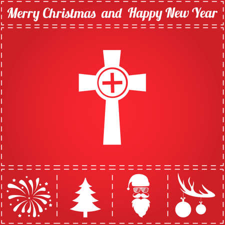 Grave Icon Vector. And bonus symbol for New Year - Santa Claus, Christmas Tree, Firework, Balls on deer antlersのイラスト素材