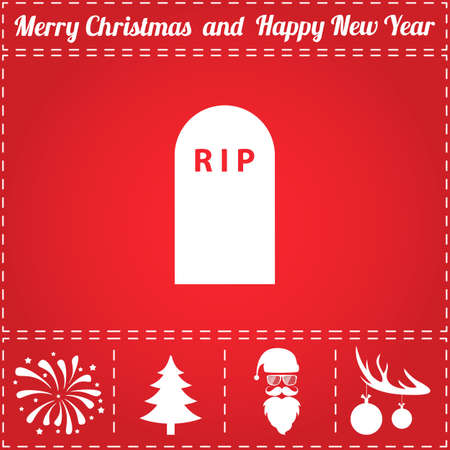 Cemetery Icon Vector. And bonus symbol for New Year - Santa Claus, Christmas Tree, Firework, Balls on deer antlersのイラスト素材