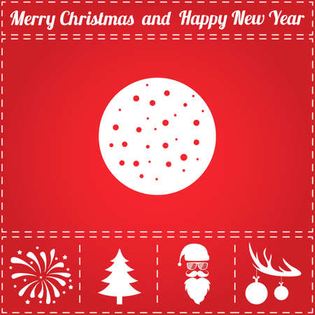 Moon Icon Vector. And bonus symbol for New Year - Santa Claus, Christmas Tree, Firework, Balls on deer antlersのイラスト素材