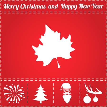 Maple Icon Vector. And bonus symbol for New Year - Santa Claus, Christmas Tree, Firework, Balls on deer antlersのイラスト素材