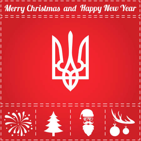 Trident Icon Vector. And bonus symbol for New Year - Santa Claus, Christmas Tree, Firework, Balls on deer antlersのイラスト素材