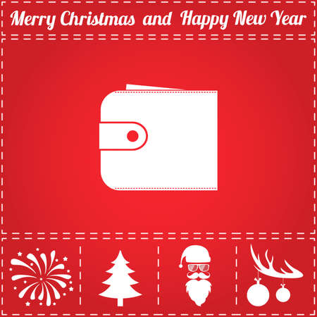 Wallet Icon Vector. And bonus symbol for New Year - Santa Claus, Christmas Tree, Firework, Balls on deer antlersのイラスト素材