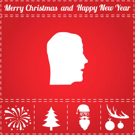 Face Icon Vector. And bonus symbol for New Year - Santa Claus, Christmas Tree, Firework, Balls on deer antlersのイラスト素材