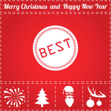 Best Icon Vector. And bonus symbol for New Year - Santa Claus, Christmas Tree, Firework, Balls on deer antlersのイラスト素材