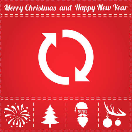 Reload Icon Vector. And bonus symbol for New Year - Santa Claus, Christmas Tree, Firework, Balls on deer antlersのイラスト素材