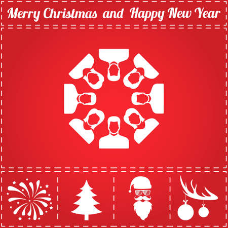 Team Icon Vector. And bonus symbol for New Year - Santa Claus, Christmas Tree, Firework, Balls on deer antlersのイラスト素材
