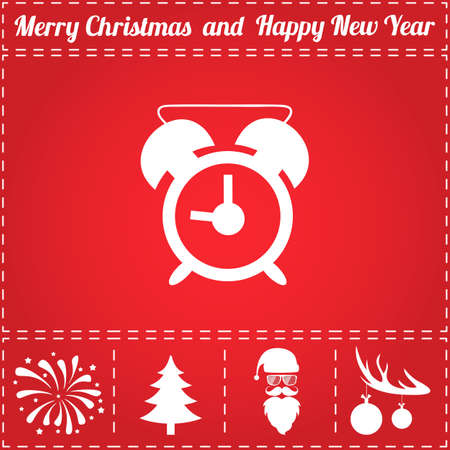 Alarm Icon Vector. And bonus symbol for New Year - Santa Claus, Christmas Tree, Firework, Balls on deer antlersのイラスト素材