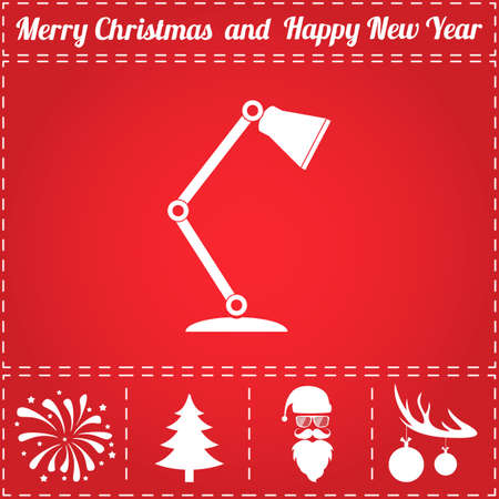 Reading-lamp Icon Vector. And bonus symbol for New Year - Santa Claus, Christmas Tree, Firework, Balls on deer antlersのイラスト素材