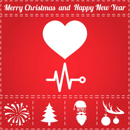 EKG. Life Icon in Christmas themed design.のイラスト素材