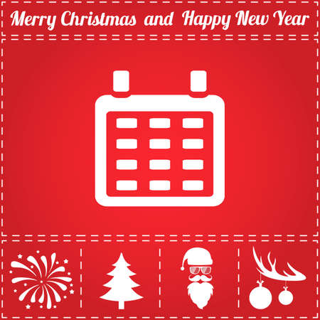 Calendar Icon Vector. And bonus symbol for New Year - Santa Claus, Christmas Tree, Firework, Balls on deer antlersのイラスト素材