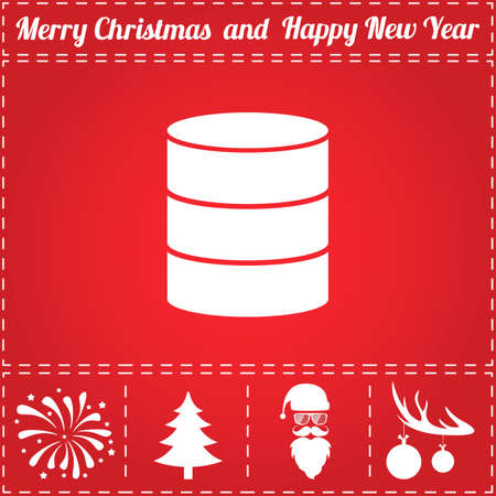 Server Icon Vector. And bonus symbol for New Year - Santa Claus, Christmas Tree, Firework, Balls on deer antlersのイラスト素材