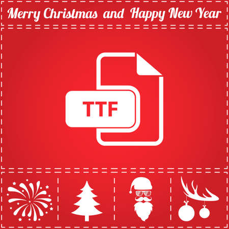 TTF Icon Vector. And bonus symbol for New Year - Santa Claus, Christmas Tree, Firework, Balls on deer antlersのイラスト素材