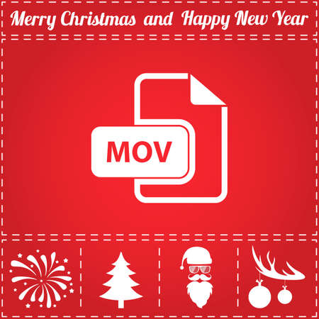 MOV Icon Vector. And bonus symbol for New Year - Santa Claus, Christmas Tree, Firework, Balls on deer antlersのイラスト素材