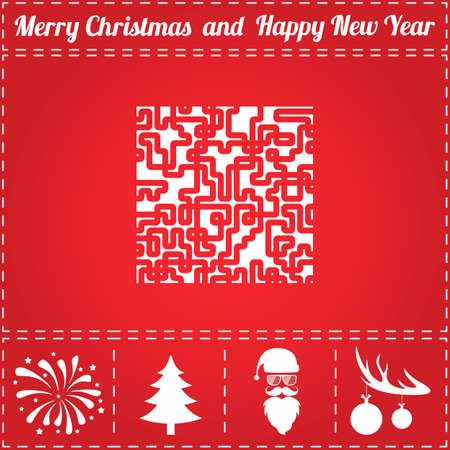 Puzzle Icon Vector. And bonus symbol for New Year - Santa Claus, Christmas Tree, Firework, Balls on deer antlersのイラスト素材