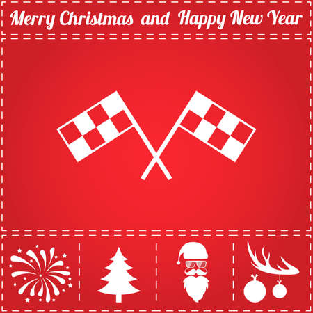 Finish Icon Vector. And bonus symbol for New Year - Santa Claus, Christmas Tree, Firework, Balls on deer antlersのイラスト素材