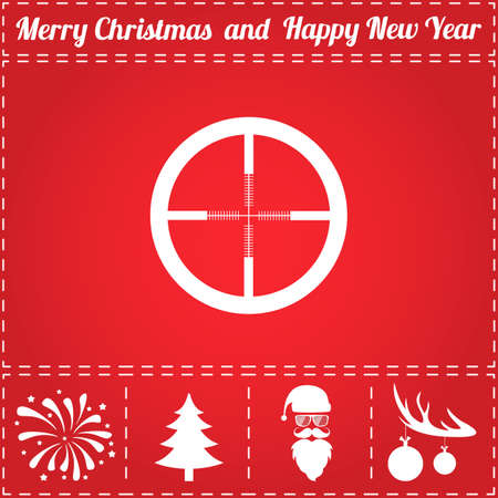 Target Icon Vector. And bonus symbol for New Year - Santa Claus, Christmas Tree, Firework, Balls on deer antlersのイラスト素材