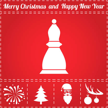 Chess Icon Vector. And bonus symbol for New Year - Santa Claus, Christmas Tree, Firework, Balls on deer antlersのイラスト素材