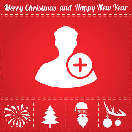 Add profile Icon Vector. And bonus symbol for New Year - Santa Claus, Christmas Tree, Firework, Balls on deer antlersのイラスト素材