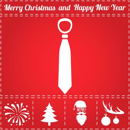 Necktie Icon Vector. And bonus symbol for New Year - Santa Claus, Christmas Tree, Firework, Balls on deer antlersのイラスト素材
