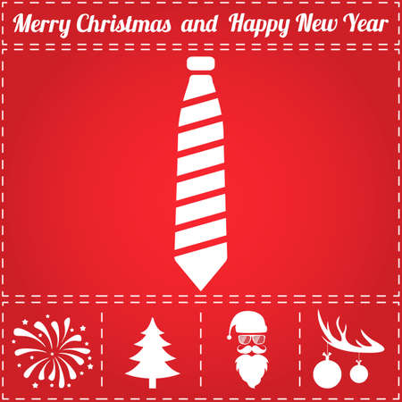 ecktie Icon Vector. And bonus symbol for New Year - Santa Claus, Christmas Tree, Firework, Balls on deer antlersのイラスト素材