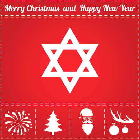 Star of David Icon Vector. And bonus symbol for New Year - Santa Claus, Christmas Tree, Firework, Balls on deer antlersのイラスト素材