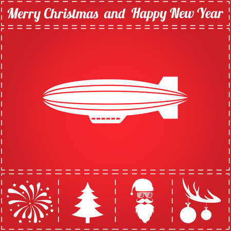 Airship Icon Vector. And bonus symbol for New Year - Santa Claus, Christmas Tree, Firework, Balls on deer antlersのイラスト素材
