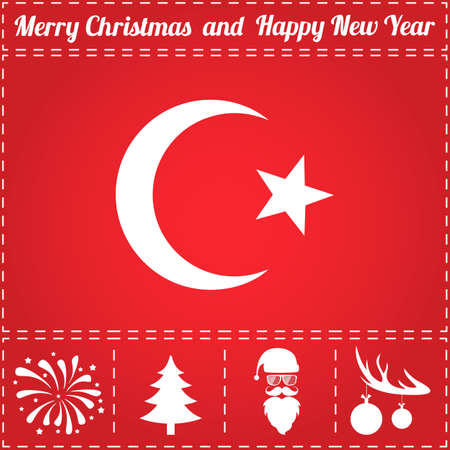 Islam Icon Vector. And bonus symbol for New Year - Santa Claus, Christmas Tree, Firework, Balls on deer antlersのイラスト素材