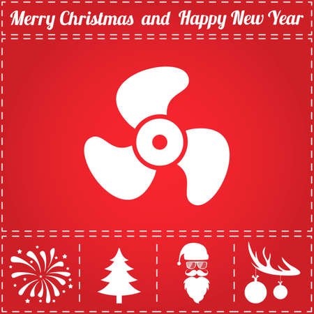 Fan Icon Vector. And bonus symbol for New Year - Santa Claus, Christmas Tree, Firework, Balls on deer antlersのイラスト素材