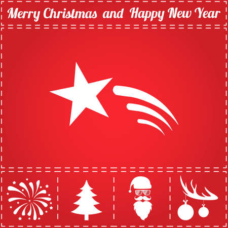 Comet Icon Vector. And bonus symbol for New Year - Santa Claus, Christmas Tree, Firework, Balls on deer antlersのイラスト素材