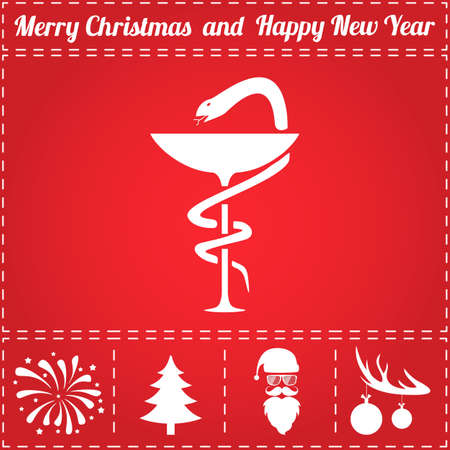 Medical Icon Vector. And bonus symbol for New Year - Santa Claus, Christmas Tree, Firework, Balls on deer antlersのイラスト素材