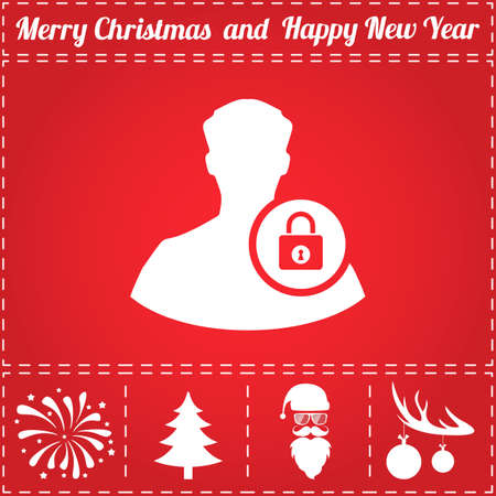 Administrator Icon Vector. And bonus symbol for New Year - Santa Claus, Christmas Tree, Firework, Balls on deer antlersのイラスト素材