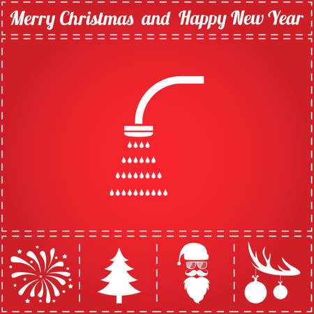 Water spray Icon Vector. And bonus symbol for New Year - Santa Claus, Christmas Tree, Firework, Balls on deer antlersのイラスト素材