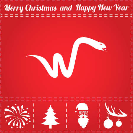 Viper Icon Vector. And bonus symbol for New Year - Santa Claus, Christmas Tree, Firework, Balls on deer antlersのイラスト素材