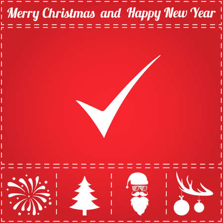 Ok Icon Vector. And bonus symbol for New Year - Santa Claus, Christmas Tree, Firework, Balls on deer antlersのイラスト素材