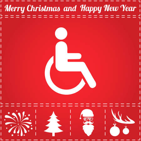 Cripple Icon Vector. And bonus symbol for New Year - Santa Claus, Christmas Tree, Firework, Balls on deer antlersのイラスト素材