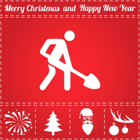 Building works Icon Vector. And bonus symbol for New Year - Santa Claus, Christmas Tree, Firework, Balls on deer antlersのイラスト素材