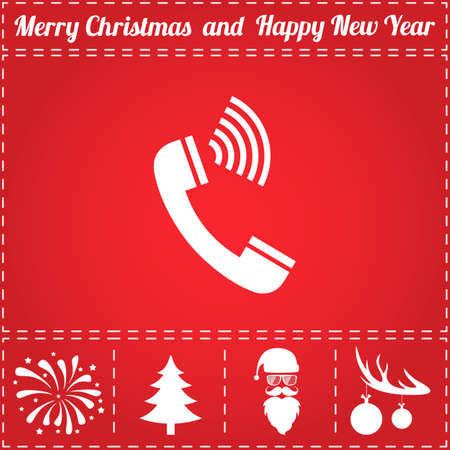 Phone call Icon Vector. And bonus symbol for New Year - Santa Claus, Christmas Tree, Firework, Balls on deer antlersのイラスト素材
