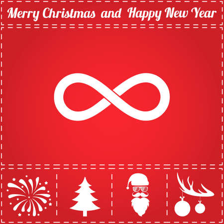 Infinity Icon Vector. And bonus symbol for New Year - Santa Claus, Christmas Tree, Firework, Balls on deer antlersのイラスト素材
