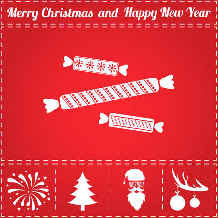 Candy Icon Vector. And bonus symbol for New Year - Santa Claus, Christmas Tree, Firework, Balls on deer antlersのイラスト素材