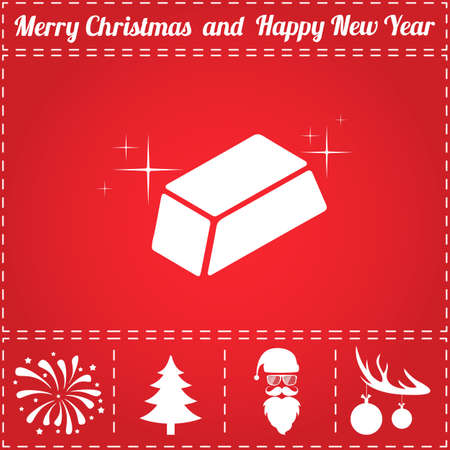 Ingot Icon Vector. And bonus symbol for New Year - Santa Claus, Christmas Tree, Firework, Balls on deer antlersのイラスト素材