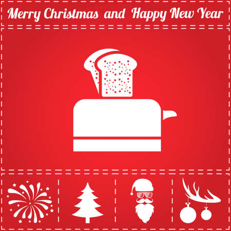 Toaster Icon Vector. And bonus symbol for New Year - Santa Claus, Christmas Tree, Firework, Balls on deer antlersのイラスト素材