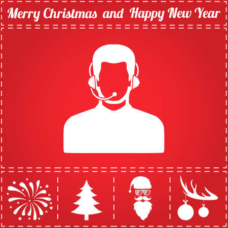 Online help Icon Vector. And bonus symbol for New Year - Santa Claus, Christmas Tree, Firework, Balls on deer antlersのイラスト素材