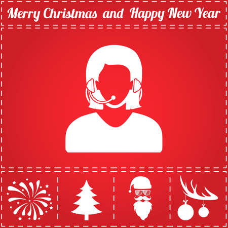 Support Icon Vector. And bonus symbol for New Year - Santa Claus, Christmas Tree, Firework, Balls on deer antlersのイラスト素材